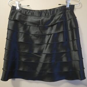 Express Design Studio Women's Size 0 Black Satin Ruffled Mini Skirt
